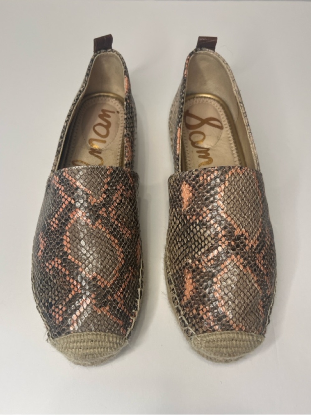 Sam Edelman Snakeskin Espadrille Flats Size 7.5 Slip On